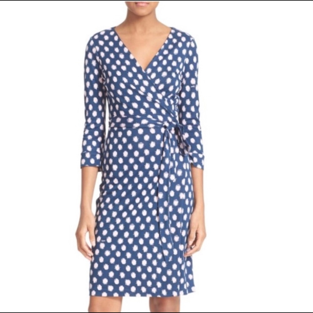 DVF “New Julian two “ polka dot silk wrap dress 2